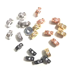 20pcs/lot 7mm Wheel Spacer Beads for Women Jewelry Girl Bracelet Making Cubic Zirconia Pave Waist Accessory Supply DIY Wholesale