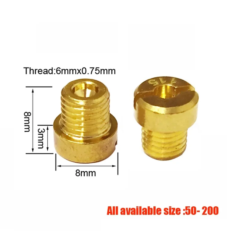 Rosca de chorro principal de 6mm para DellOrto Piaggio POLINI Motoforce, carburador, inyector Carb NC, tamaño de boquilla 50-98