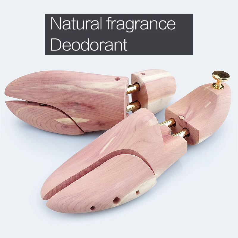 1 par de moldeador de zapatos ajustable de madera de cedro rojo de doble tubo de alta calidad para hombres y mujeres, ensanchador de árbol de zapatos antiarrugas