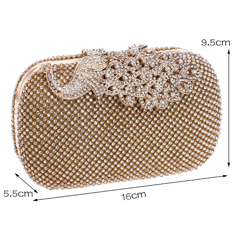 Finger ring rhinestones women evening bags metal luxury new lady clutch wedding party shoulder chain handbags diamonds  purse