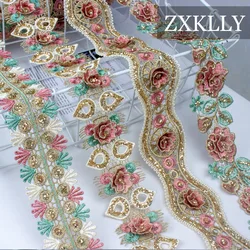 Clothing Lace Textile Accessories Embroidery Women's Water-Soluble Lace Color Gold Thread Diy Clothing Lace For Crafts