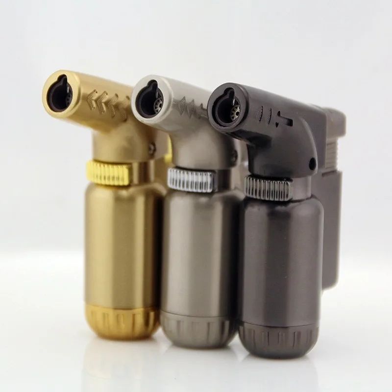 Unusual Torch Turbo Metal Gas Lighter Elbow Cigar Butane Jet Firepower fierce Blue flame Windproof  Lighter Gadgets For Man