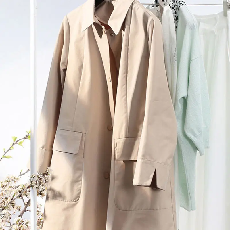 Trench sottile donna 2024 primavera autunno nuova piccola fragranza temperamento elegante giacca a vento medio-lunga da donna in cotone