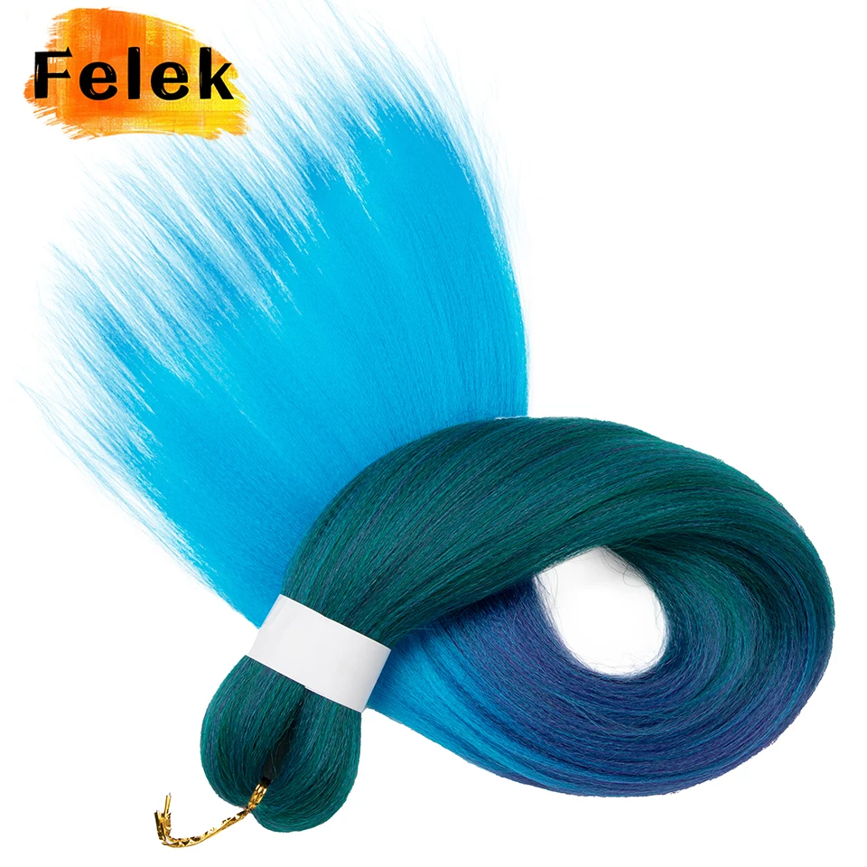 Extensions de cheveux tressés synthétiques pré-étirés, fibre de degré de chaleur, crochet ombré, facile à tresser, 26 po