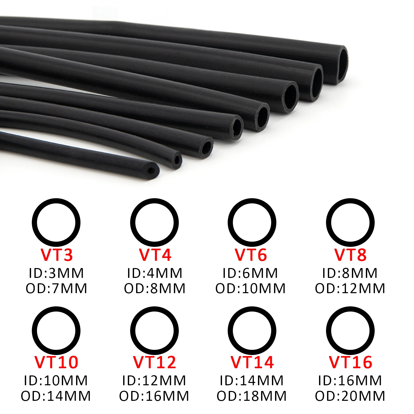 Universal 3/4/6/8/10/12/14/16mm Auto Motorcycle Vacuum Silicone Hose Racing Line Gas Oil Fuel Line Petrol Tube Car Accessories