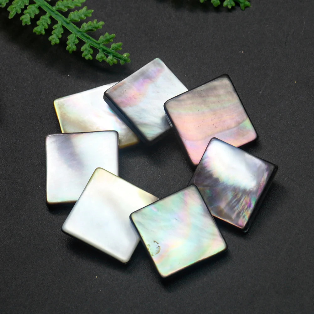 

2PCS Natural Black Shell Spacer Beads Charms Square Mother of Pearl Pendant Bracelet Necklace Accessory DIY Jewelry Making