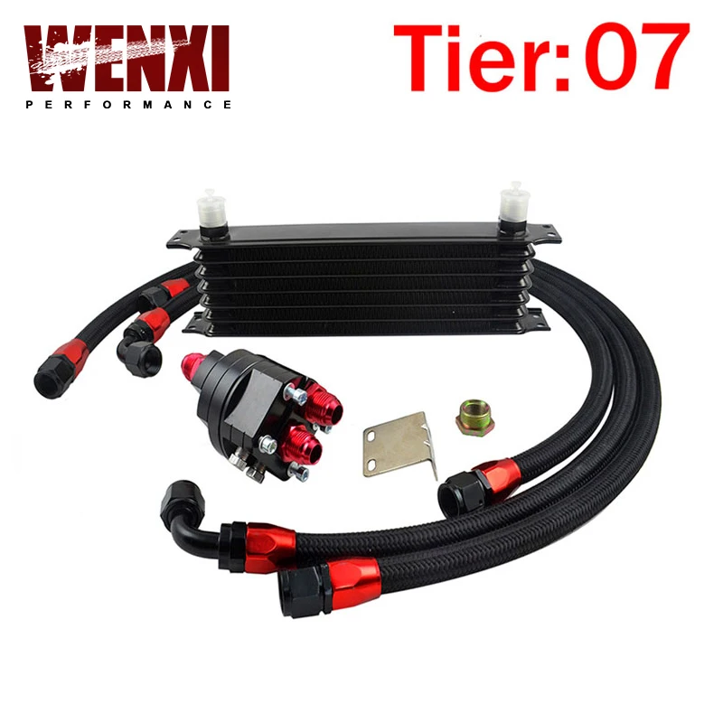 

Universal 10 Row OIL COOLER 10AN Aluminum Engine Transmission Oil Cooler Relocation Kit