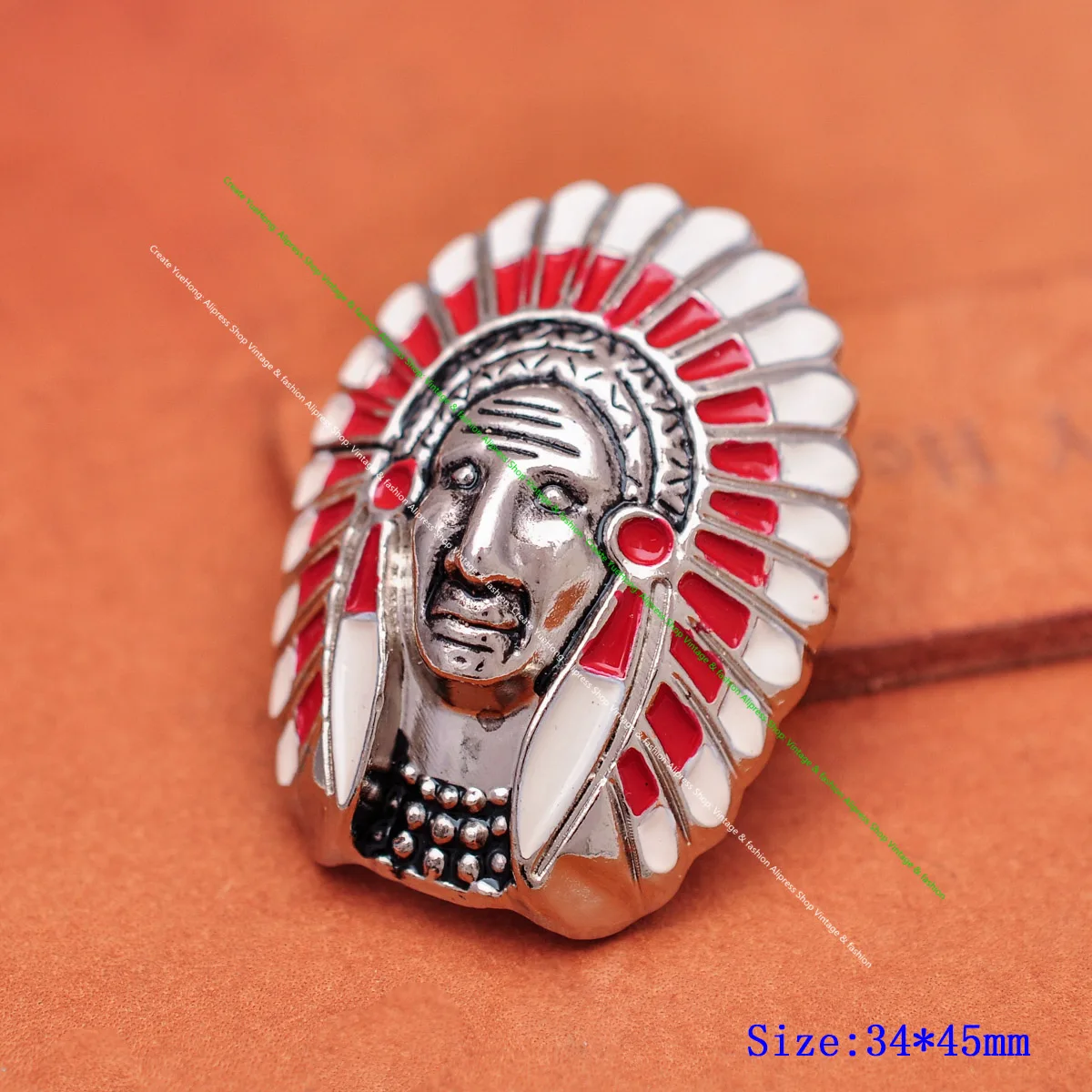 6X Colorful Red White Tribal Indian Head Handcraft Concho Screwback Badge For Wallet Belt Bag Leather Craft DIY Accessories