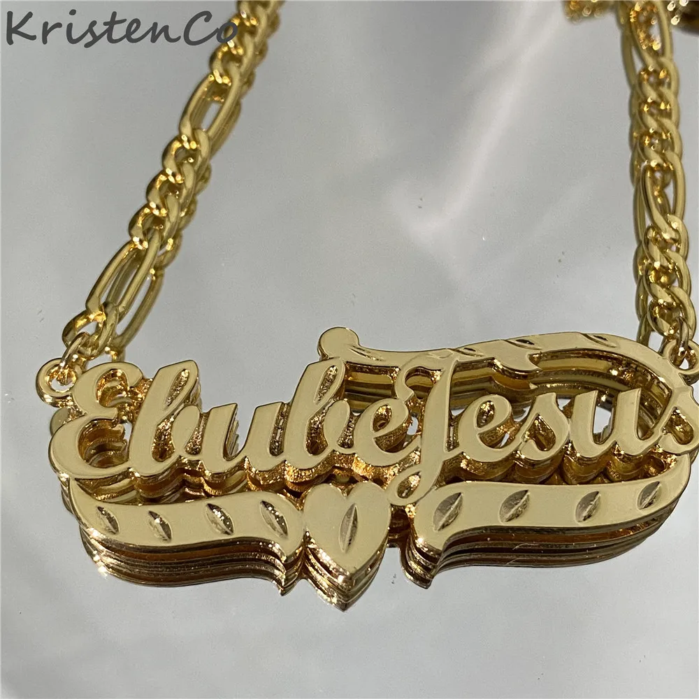 Imagem -05 - Cristtenco Colar Personalizado Feminino Gargantilha Corrente Personalizada com Nome Placa de Identificação Gótica Banhada a Dupla Ouro para Presente