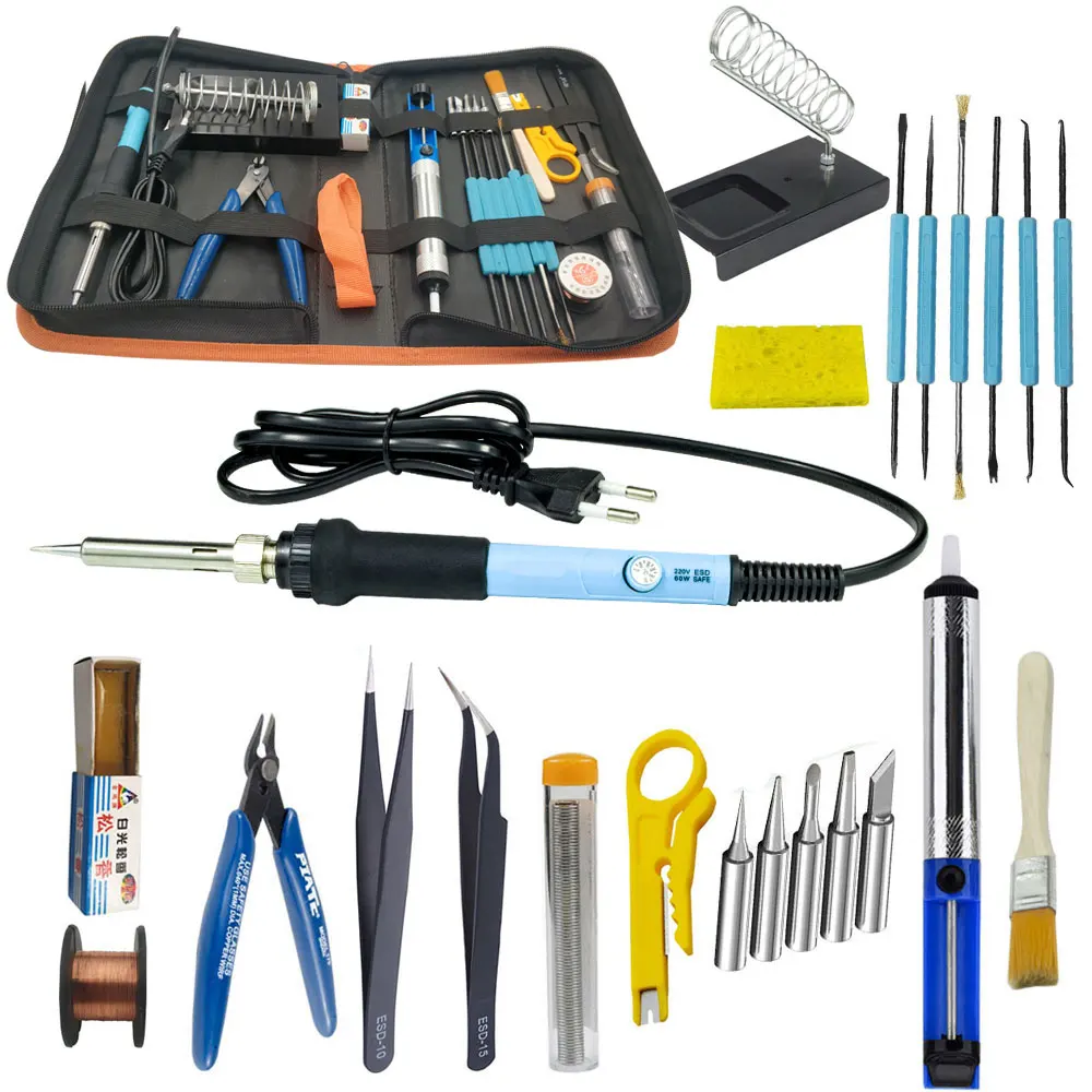 60W Electric soldering iron kit with multimeter for electronics soldering iron set adjustable temperature 110V 220V tool kit