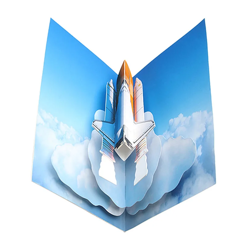 Pop-up Card Space Shuttle Launch Space Rocket Origami Handmade 3D Paper Model Sci-Fi Papercraft DIY Kids Adult Craft Toys ER-087