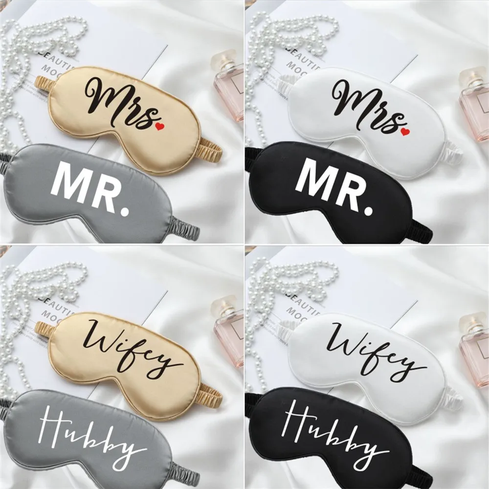 2 Stks/set Mr & Mrs Wedding Slaap Maks Custom Bruid & Bruidegom Slaap Masker Honeymoon Gift Slaap Masker Set Hubby en Wifey Oogmasker