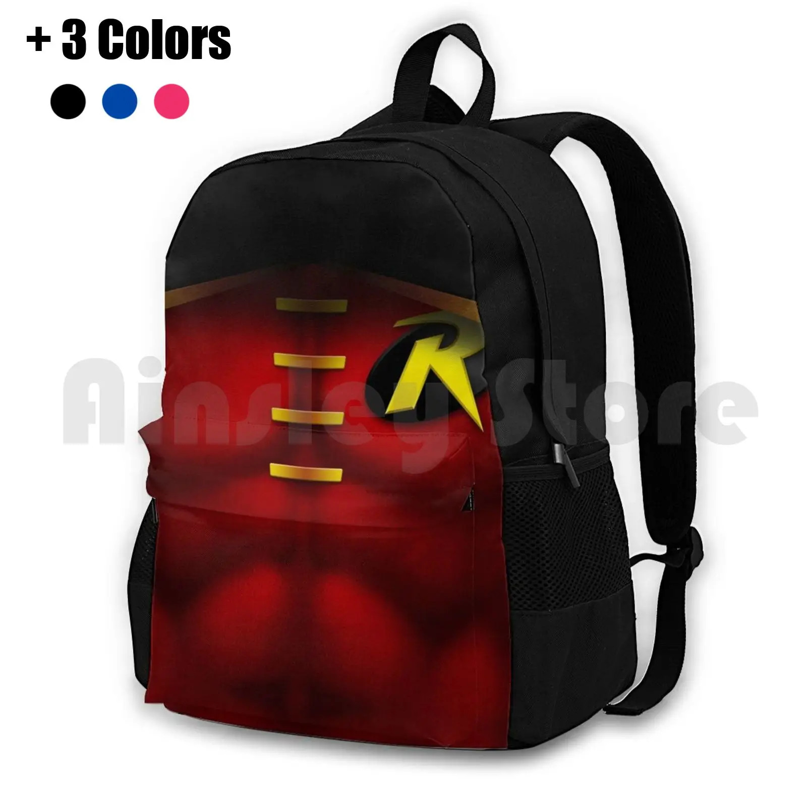 Robin : Superhero Art Outdoor Hiking Backpack Waterproof Camping Travel Cinema Film Art Superhero Superhero Hero Robin Red