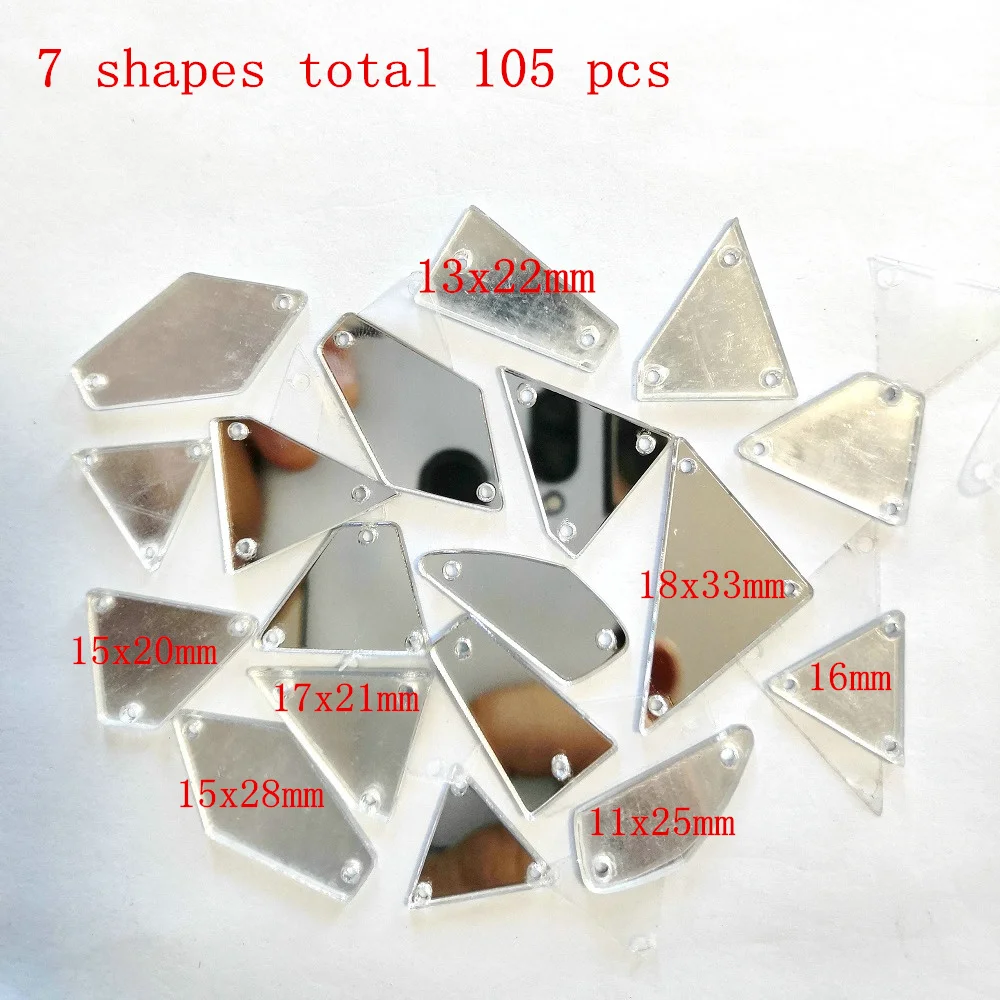 105Pcs 7 shapes Mix Mirror Clear Surface Women\'s Clothes Sew on Rhinestones Crystals Stones Diamond Sewing Diy For Wedding Dress