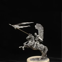 Medieval Knight Poland Winged Hussar Force Tin Metal Military Model Ancient Soldier Office Desktop Decoration 1/24 75mm