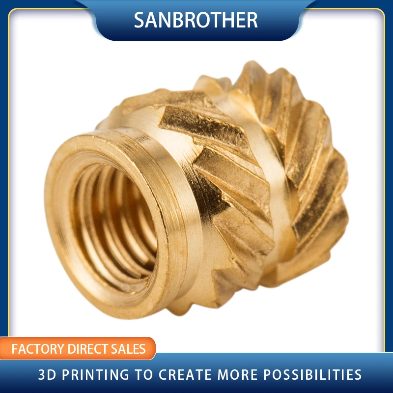 Écrous en laiton thermofusible, 50/100 pièces imprimées en 3D, moulage chauffant femelle, moleté, Injection en cuivre, M2.5 M4