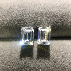 KNRIQUEN Solid 925 Sterling Silver Simulate Moissanite Gemstone White Gold Stud Earrings Fine Jewelry Gift for women Wholesale