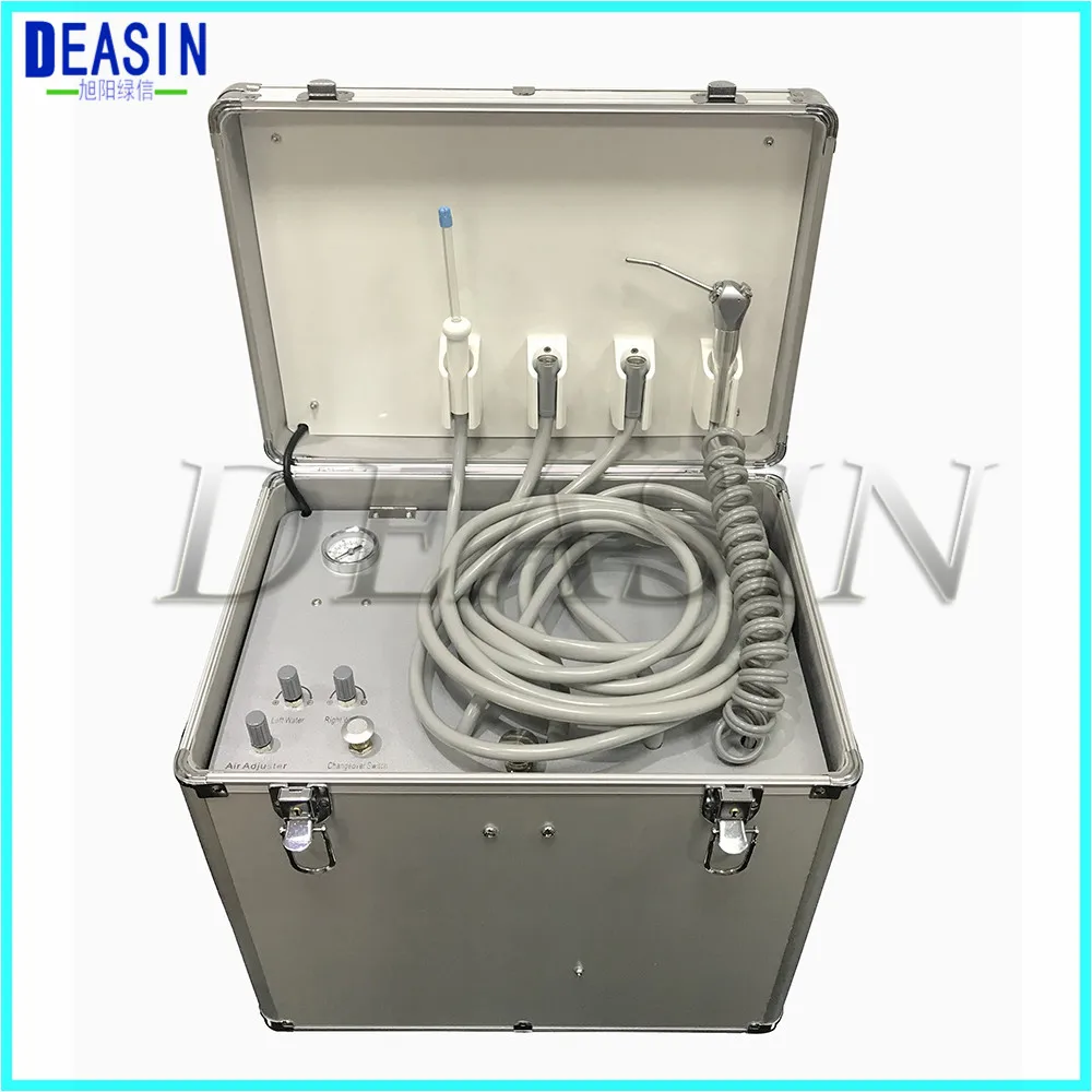 

Portable Dental Unit with High and low speed HP Pipe 3 Way Syringe Oilless Air Compressor Water bottle Foot Control