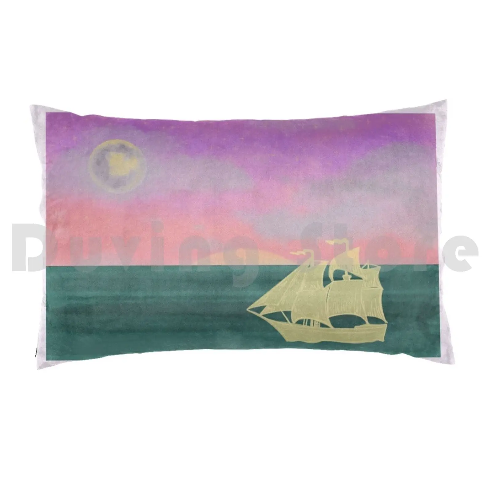 Pillow Case Ghost Ship In Sunset 1302 Ghost Ship Sunset Moon Ocean Ship Ghost