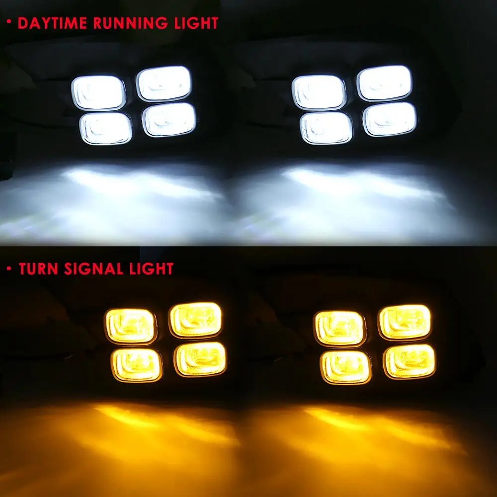 Fog Light Auto LED Daytime Running Light For Toyota Hilux Revo 2015 2016 Car Driving Bumper With Yellow Turn Signal