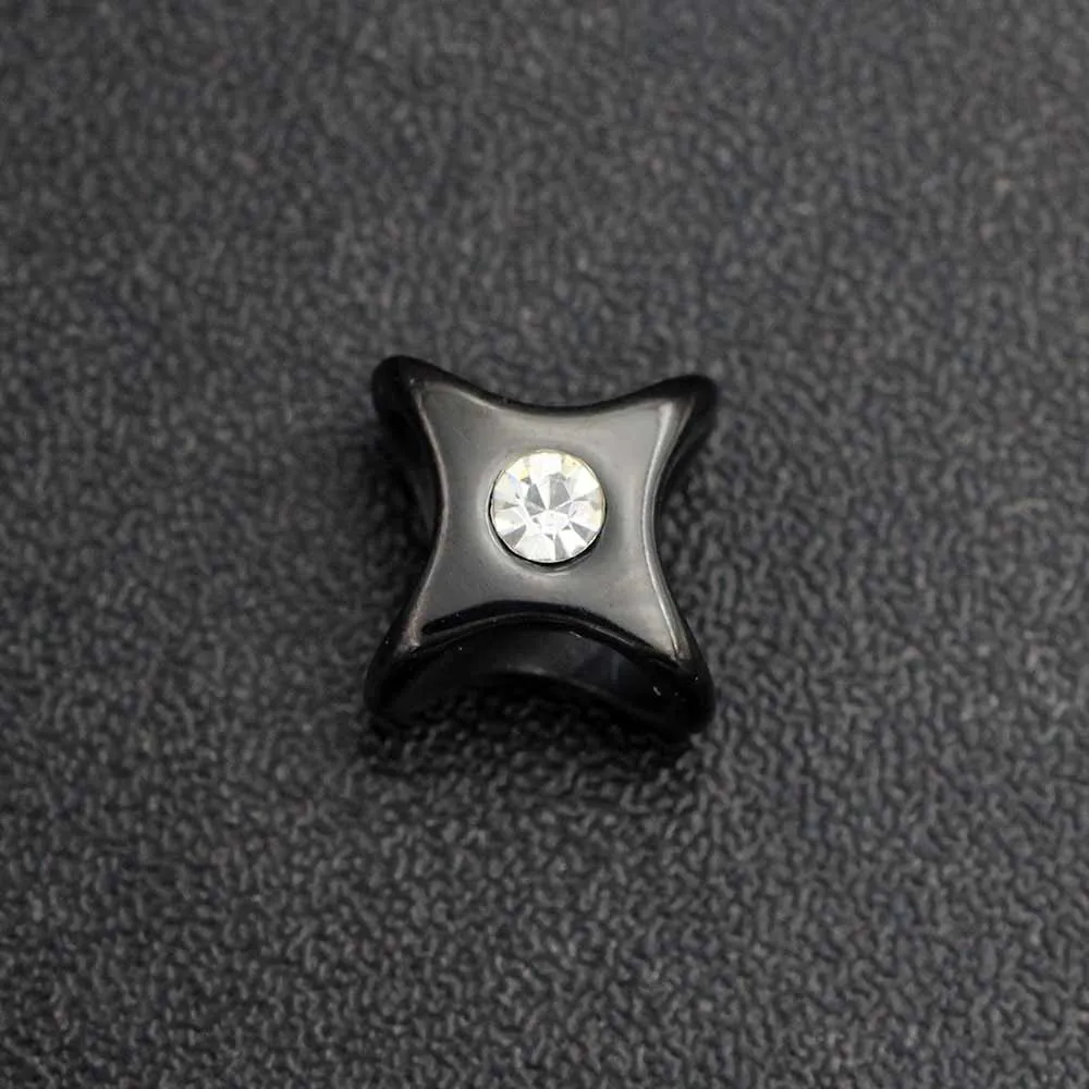 316L Stainless Steel 5mm Double Hole European Charms Beads Crystal Bead Charms for Leather Bracelet DIY Jewelry Making 4pcs