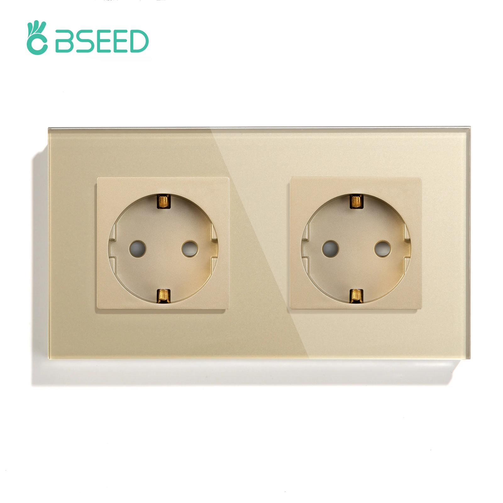 BSEED Einzelwandsteckdose mit Typ-C-USB-Anschlüssen, doppelte Glassteckdose, dreifache Steckdosen, Steckdosen, 16 A, Gold
