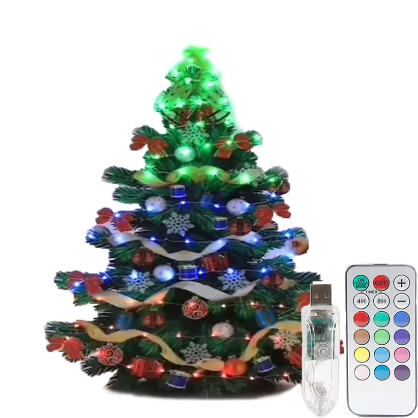 USB 5V Christmas LED String Light RGB Remote Control Timer 10M 100LED 20M 200LED Fairy Garlands for Wedding Xmas Tree Decor Lamp