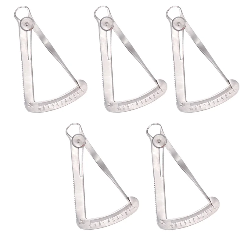 

5pcs Stainless Steel Dental Triangle Bone Caliper Surgical Wax Bone Thickness Dental Crown Gauge Calipers Dentist Medical Ruler