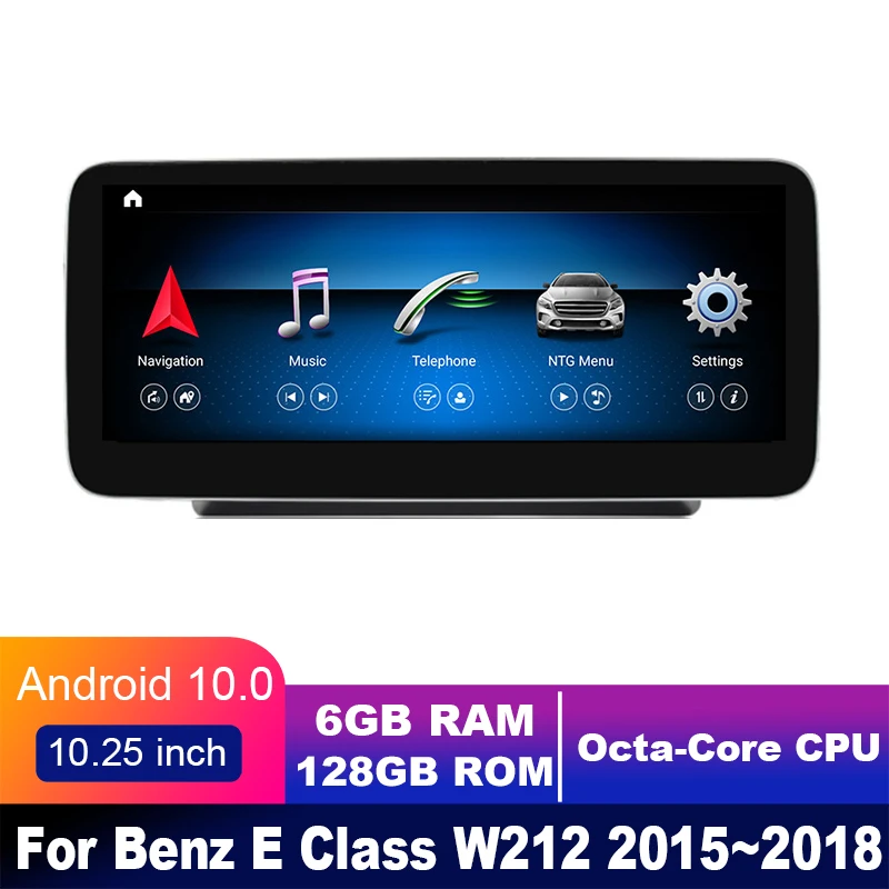 

4G LTE 6GB+128GB Android 10 display For Mercedes Benz E Class W212 2015~2018 10.25" touch screen GPS Navigation car radio stereo