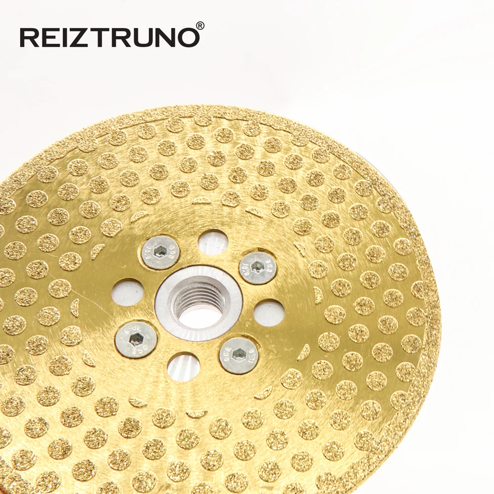 REIZTRUNO 5 "ใบมีดเพชรหินอ่อนสองด้านพร้อมอะแดปเตอร์ Quad Electroplated ต่อเนื่อง Turbo Blade สําหรับตัดหินอ่อน
