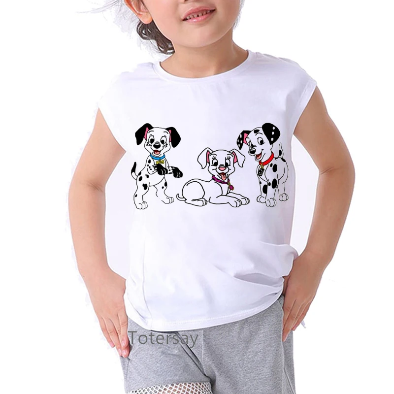 Camiseta divertida con estampado de perros y animales para niñas, ropa kawaii para niños, camiseta harajuku kawaii, camisetas blancas, tops de calle