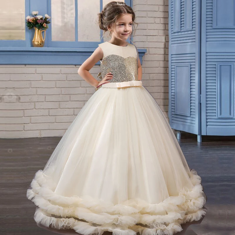 Children Girls 2022 Evening Party Long Dresses Elegant Girls Princess Kids Dresses For Girls Costume Flower Girls Wedding Dress