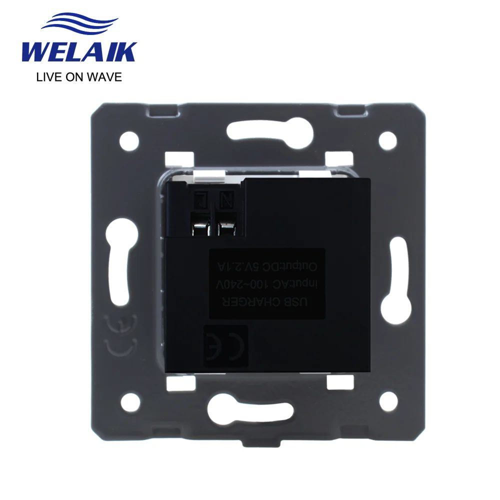 WELAIK EU 5V 2.1A 2100mA Wall USB Power Module Supply Socket Outlet DIY Parts-Without-Glass Panel   A82USW-5V