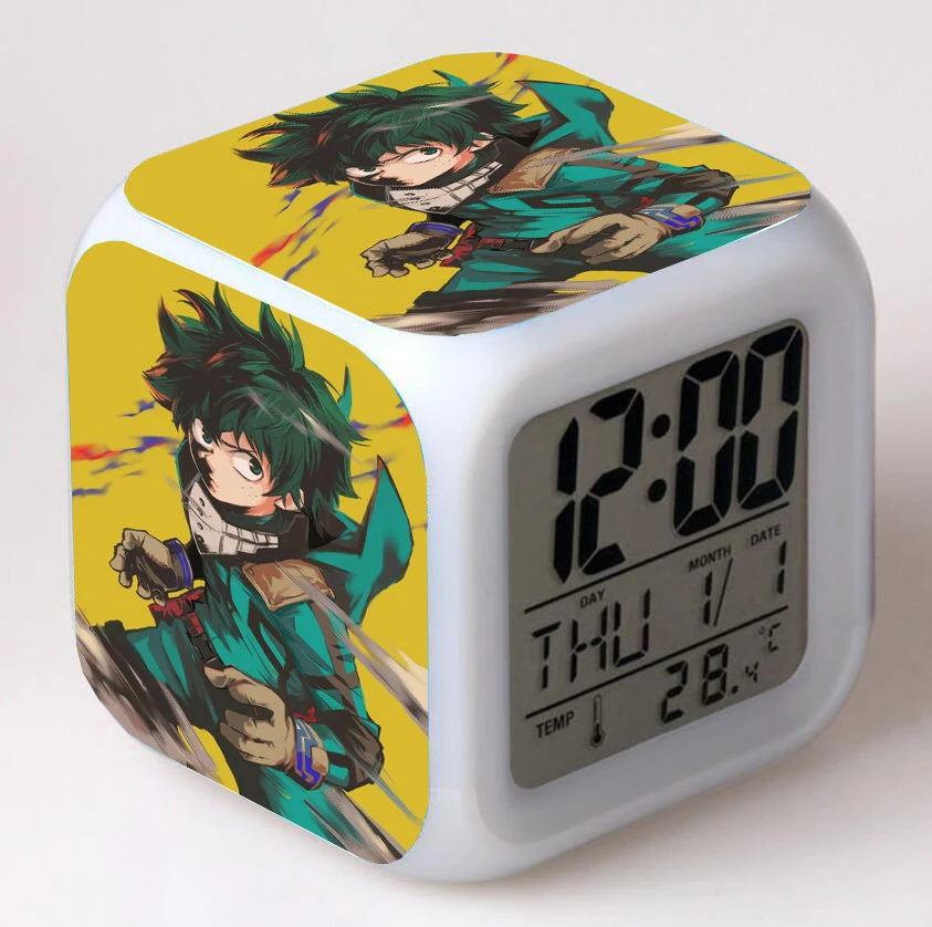 Anime My Hero Academia  Cartoon LED 7 Color Flash Digital Alarm Clocks Night Light Bedroom Desk Clock despertador Alarm-Clock