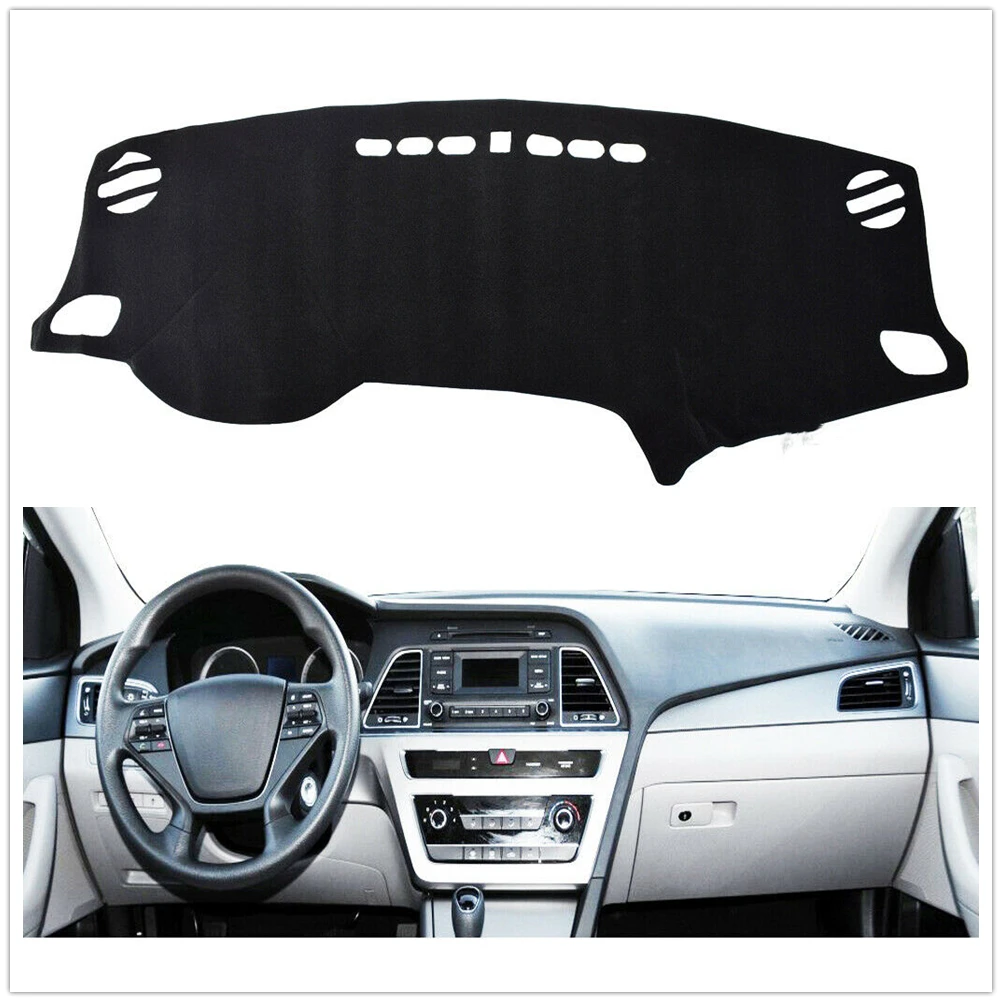 

For Hyundai Sonata 2015-2019 Black Front Dashboard Cover Carpet Car Dash Board Heat Proof Mat Anti-Sun Shield Pad Shade Strip