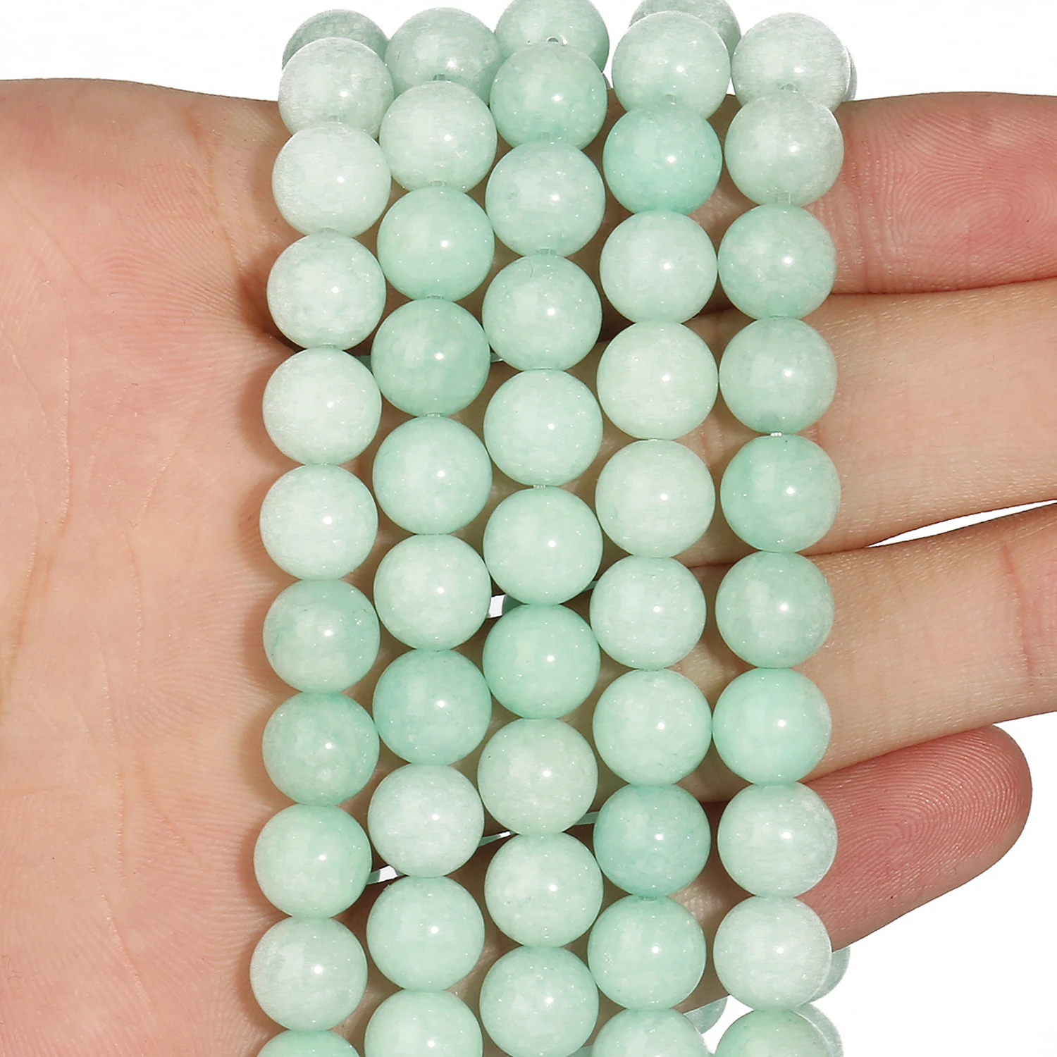 

Natural Stone Amazonite Smooth Beads Round Loose Spacer 4 6 8 10 12mm Beads for Bracelet DIY Jewelry Making Necklace 15"Inch