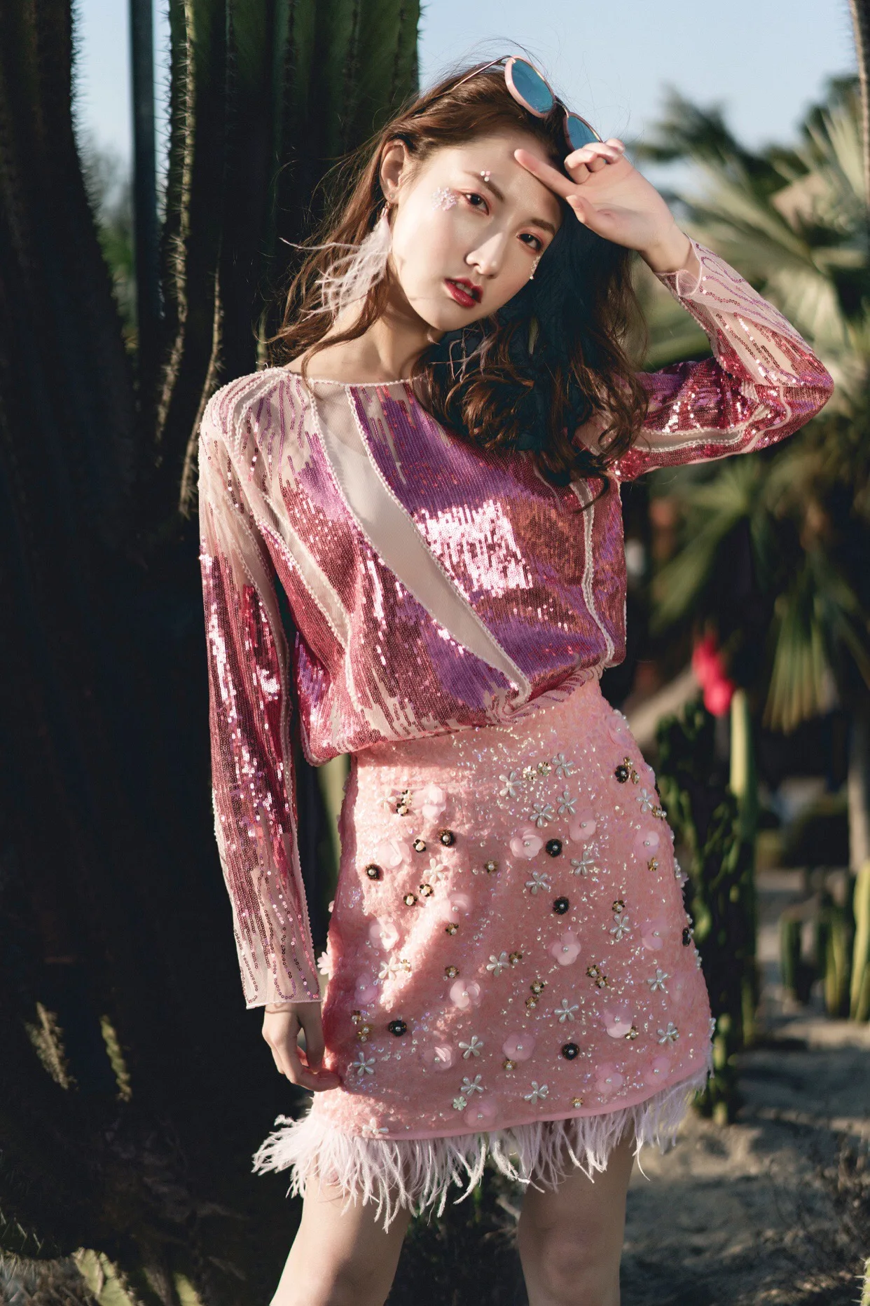 여성용 긴팔 자수 스팽글 비즈 블라우스, 쉬어 레이스 메쉬 블라우스, 섹시한 바디 탑, 여성 셔츠, 여름