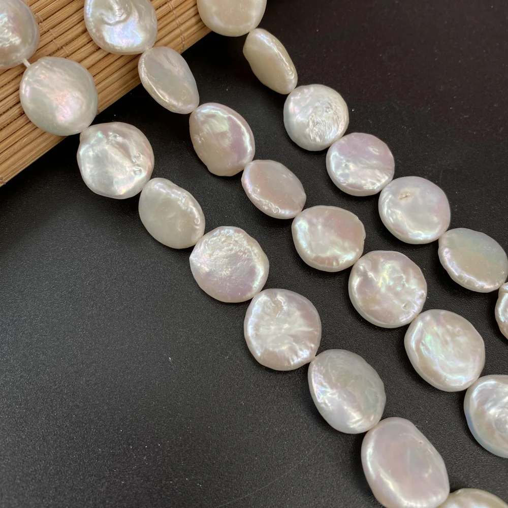 Natural Freshwater Pearl Beads Button Shape Punch Loose Beads For jewelry making DIY necklace bracelet accessories
