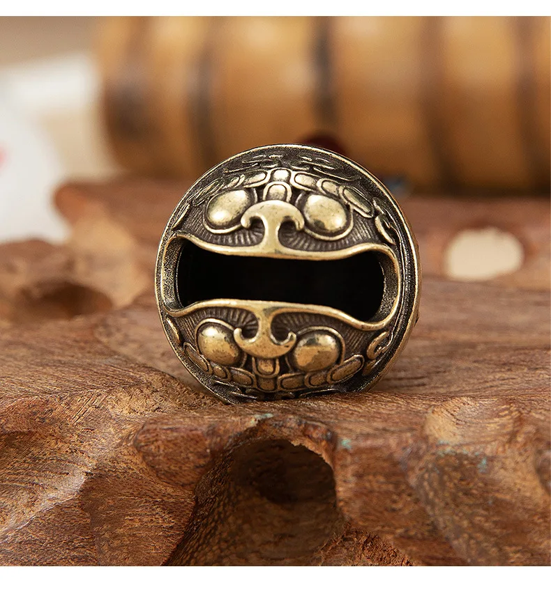 Brass Gourmet Bell Keychain Facebook Golden Toad Dragon Head Key Chain Pure Copper Keychain Bell Braided Rope Pendant DIY Pet