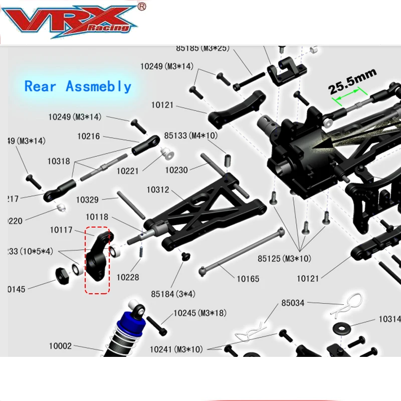 Rear Axle Seat For VRX Racing RC Car RH1013 RH1017 RH818,fit Vrx 10117 10915