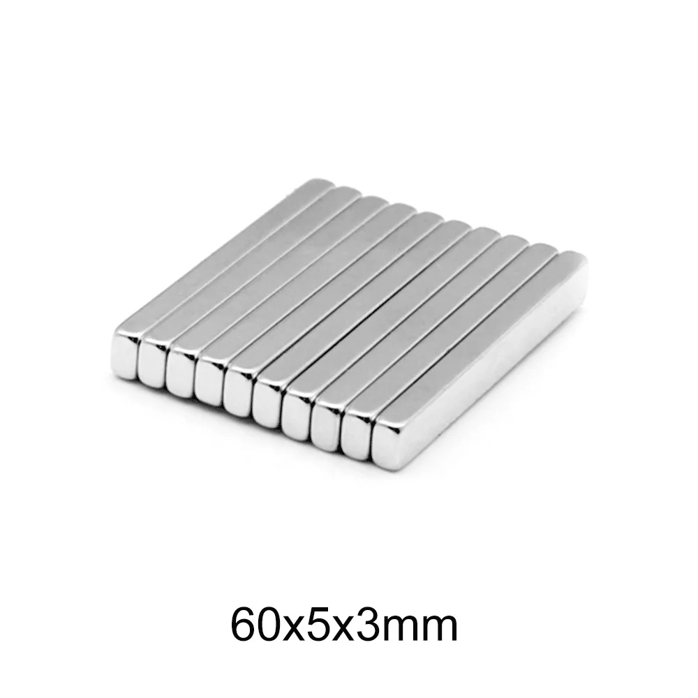 

2/5/10/20/50PCS 60*5*3 Block Rare Earth Magnet Rectangular Neodymium Magnets sheet 60x5x3mm N35 Big Strong Magnet 60x5x3