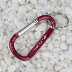 Lot 100 stücke Kleine Karabiner Keychain Ring Mini Caribeaner Clips Logo Individuelle Förderung Geschenk Snap Haken D Form Ring Personalisierte