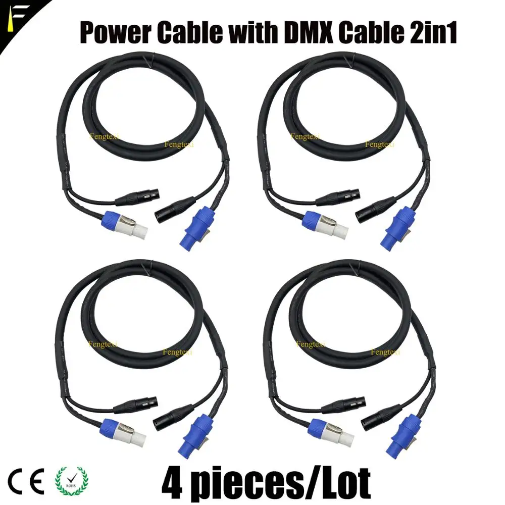 Combinación de luz de escenario, Cable de giro de núcleo de potencia DMX512 con conector NAC3FCA/NAC3FCB y 3 pines XLR macho y hembra, 4 unidades