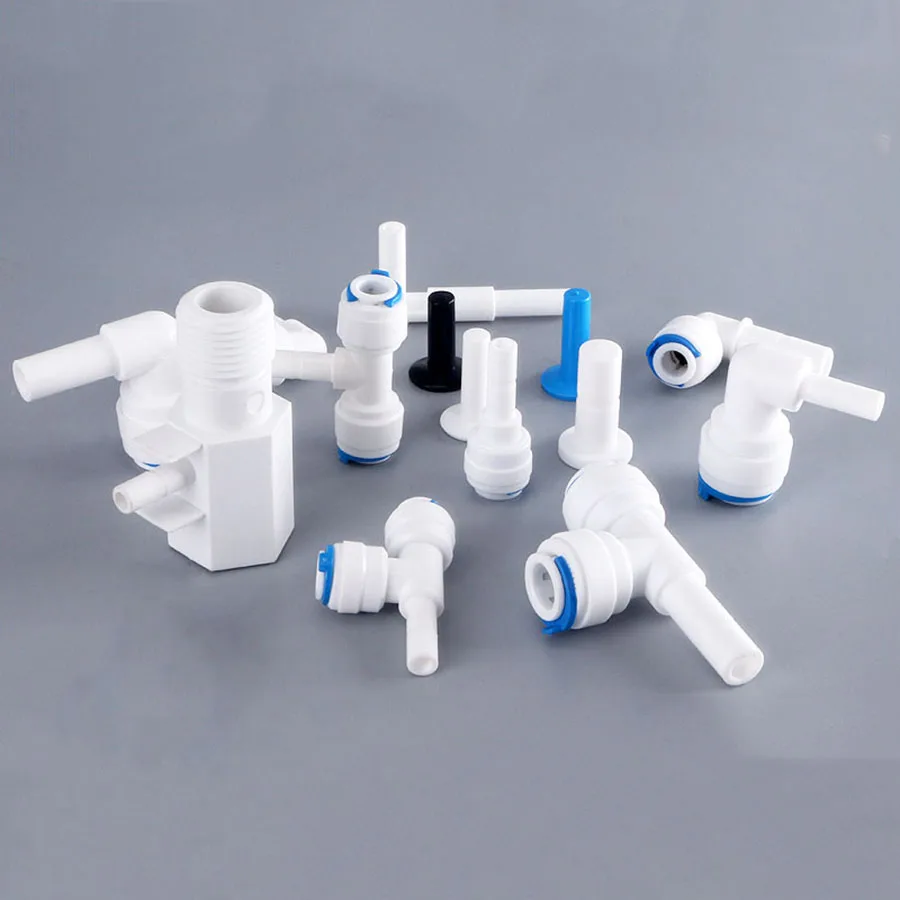 Reverse Osmosis 1/4 3/8 Hose Connection Quick Coupling 1/4 3/8 Stem L Straight Tee RO Water Aquarium Plastic Joint Pipe Fitting