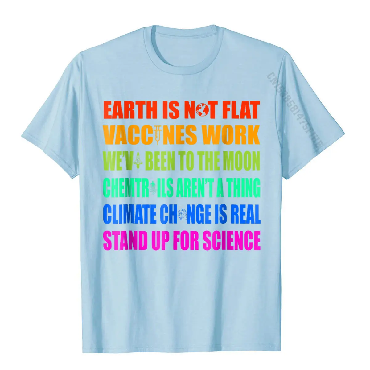 Earth Is Not Flat, Vaccines Work Shirt Science Shirt Prevalent Fashionable T Shirts Cotton Man Tees Fashionable