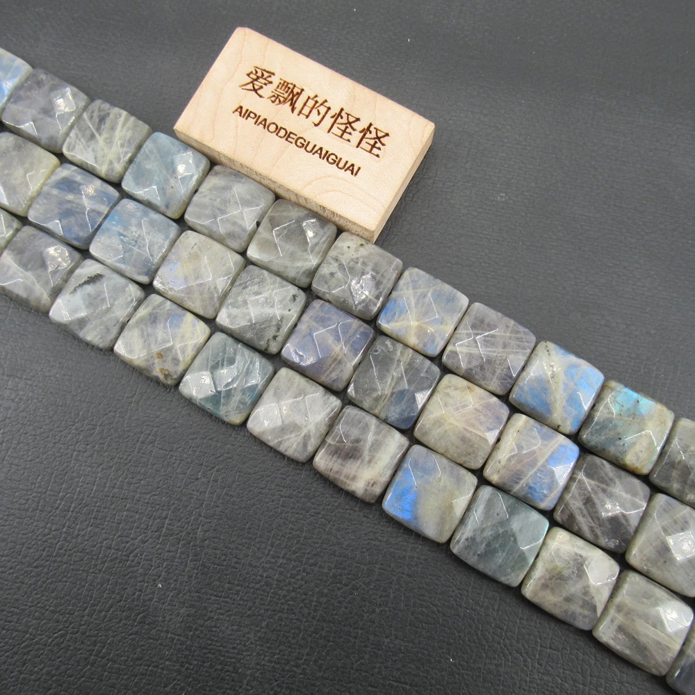 

APDGG Natural 14MM Faceted Labradorite Square Gemstone Loose Beads 15" Strand Jewelry Making DIY