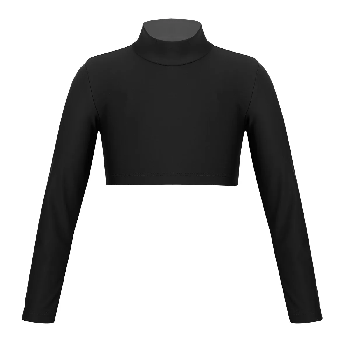 

Kids Girls Ballet Dancewear Dance Tops Solid Color Long Sleeves Crop Top For Sports Dancing Stage Performance Gymnastics Workout