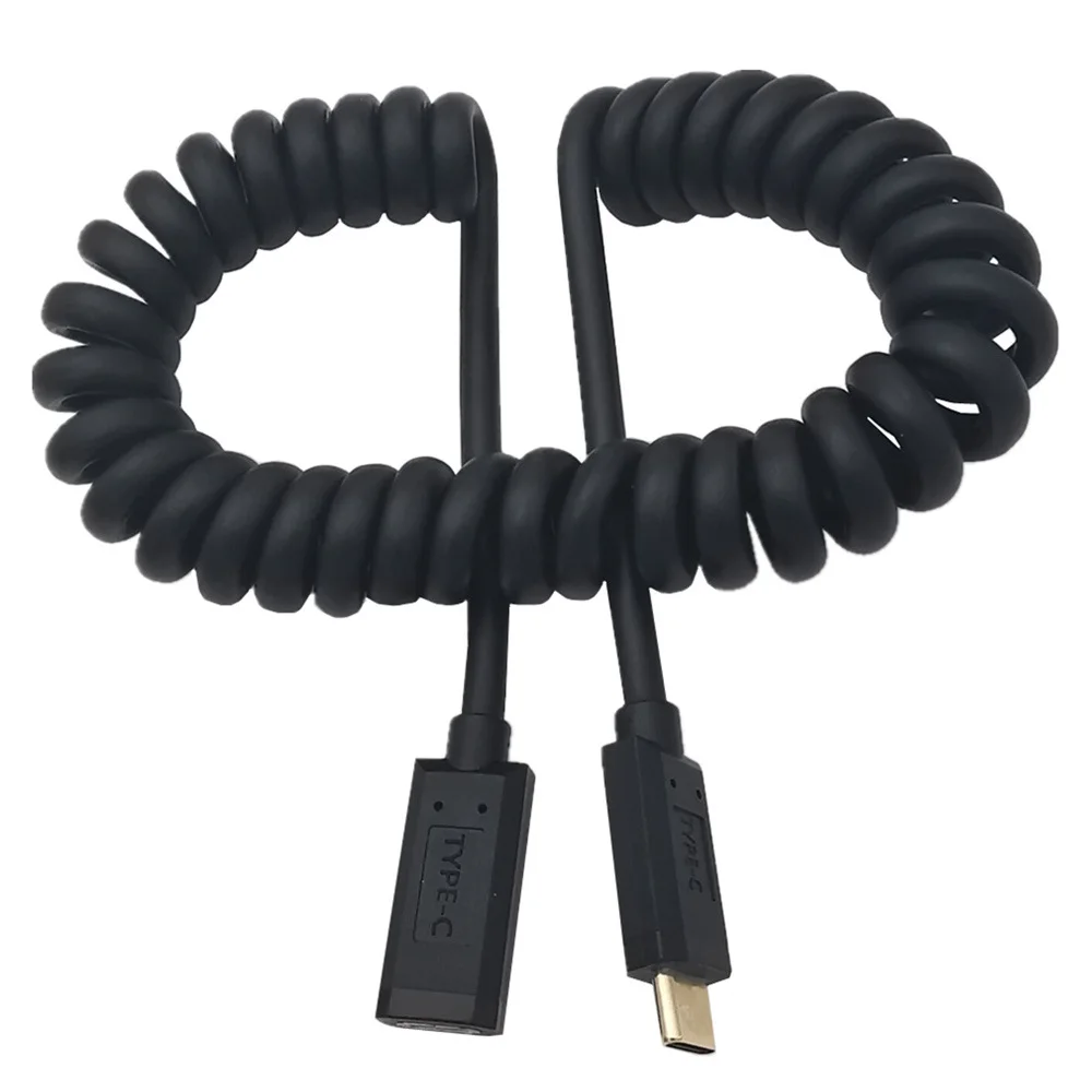 Usb Type C Spring Coiled Cable Extension Cable 4K 60HZ 10Gbps Charger Cable Cabel For Camera Samsung Huawei Android Mobile Phone