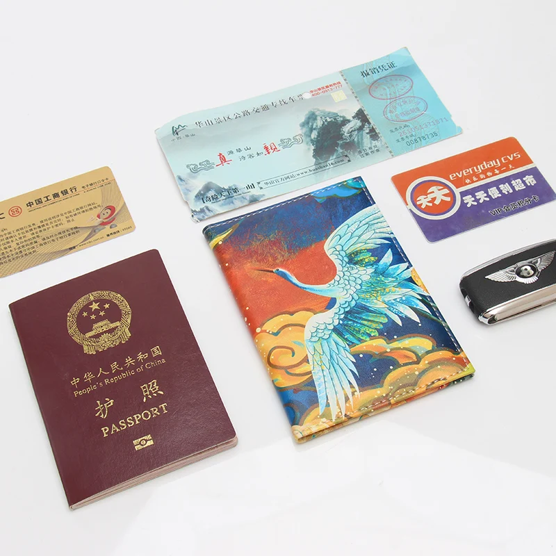 Passport Cover Fashion Crane Animal Kingfisher Fashion Leather Passport Case Card Case Unisex Travel Passport Case