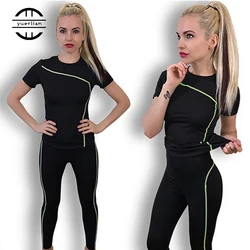 Quickly Dry Women 2 Piece Set bubble butt high waist legging yoga shirt Outdoor Sportswear Fitness suit Sport outfit for woman